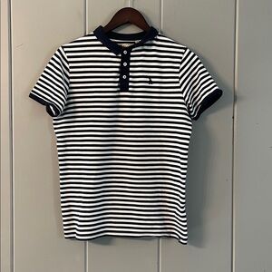 Penguin Munsingwear Polo Shirt Youth 14-15Y Navy Blue White Striped Preppy